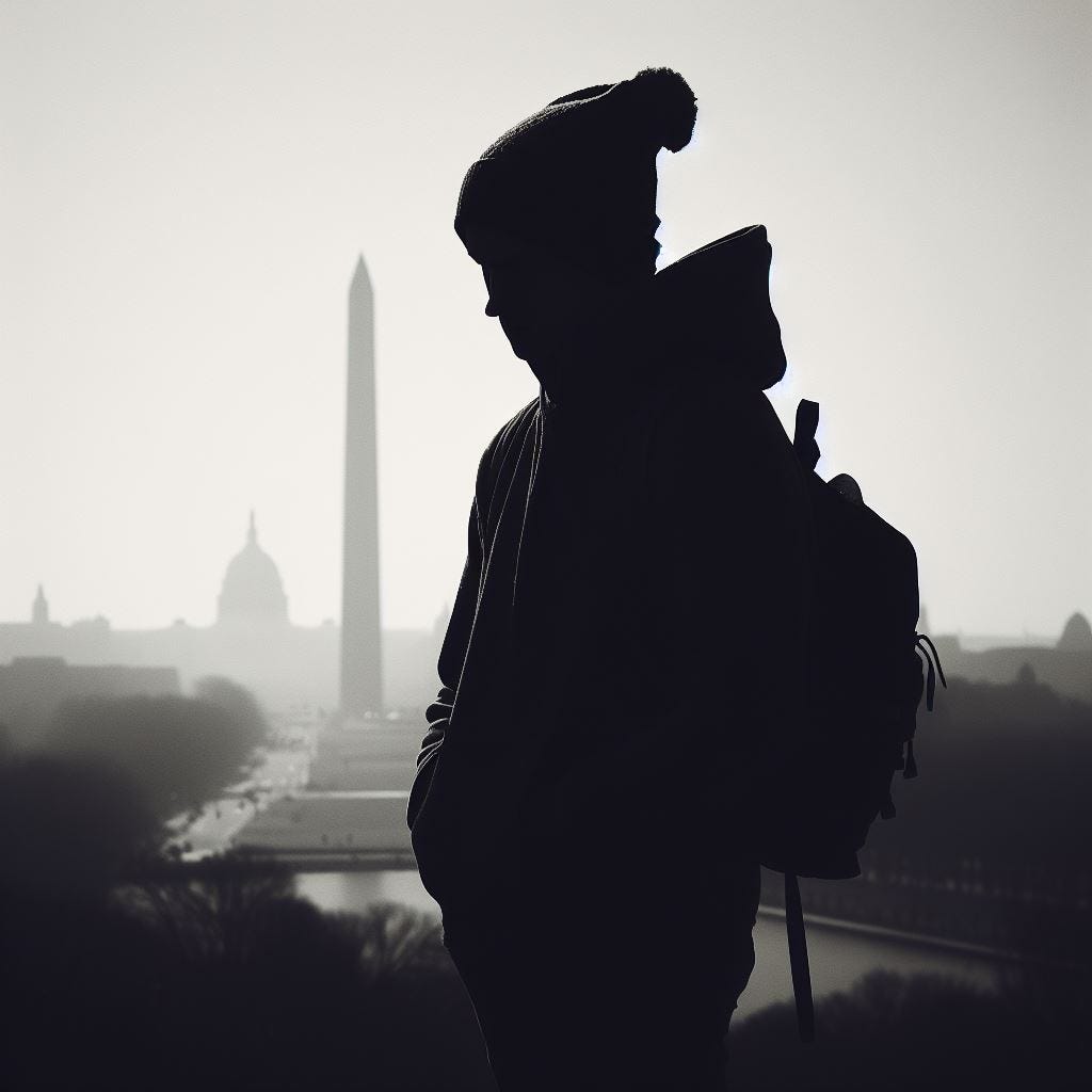 someone looking at washington dc with a questioning mind