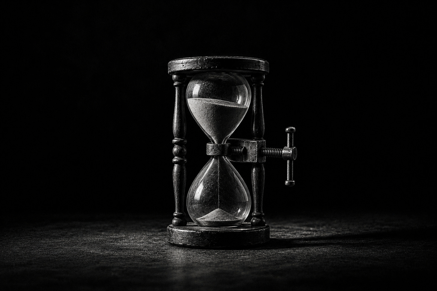 Reloj de arena bloqueado por una abrazadera Reloj de arena bloqueado por una abrazadera