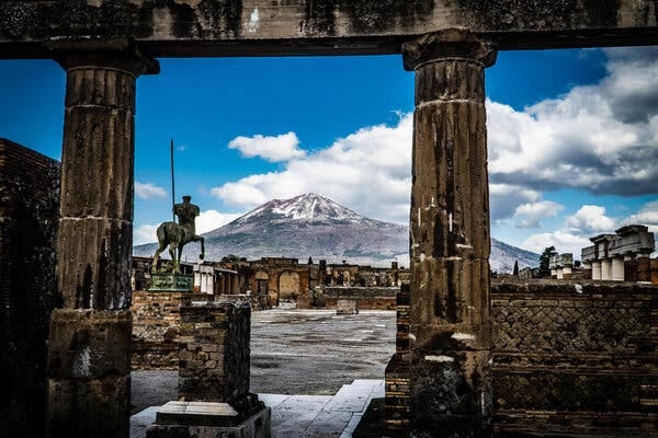 Mount Vesuvius looming over Pompeii, Italy, last year. The town was destroyed by an eruption in 79 A.D. Mount Vesuvius looming over Pompeii, Italy, last year. The town was destroyed by an eruption in 79 A.D.