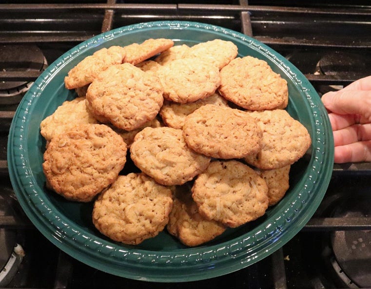 Oatmeal Macaroons on green plate