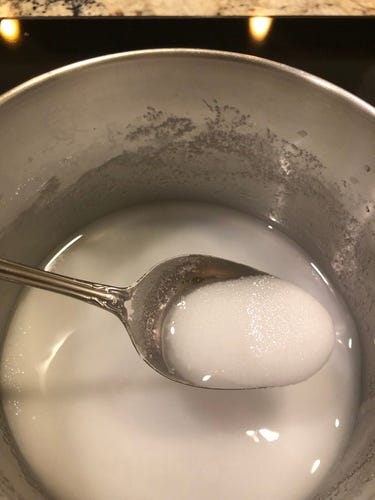 heated salt and water mixture