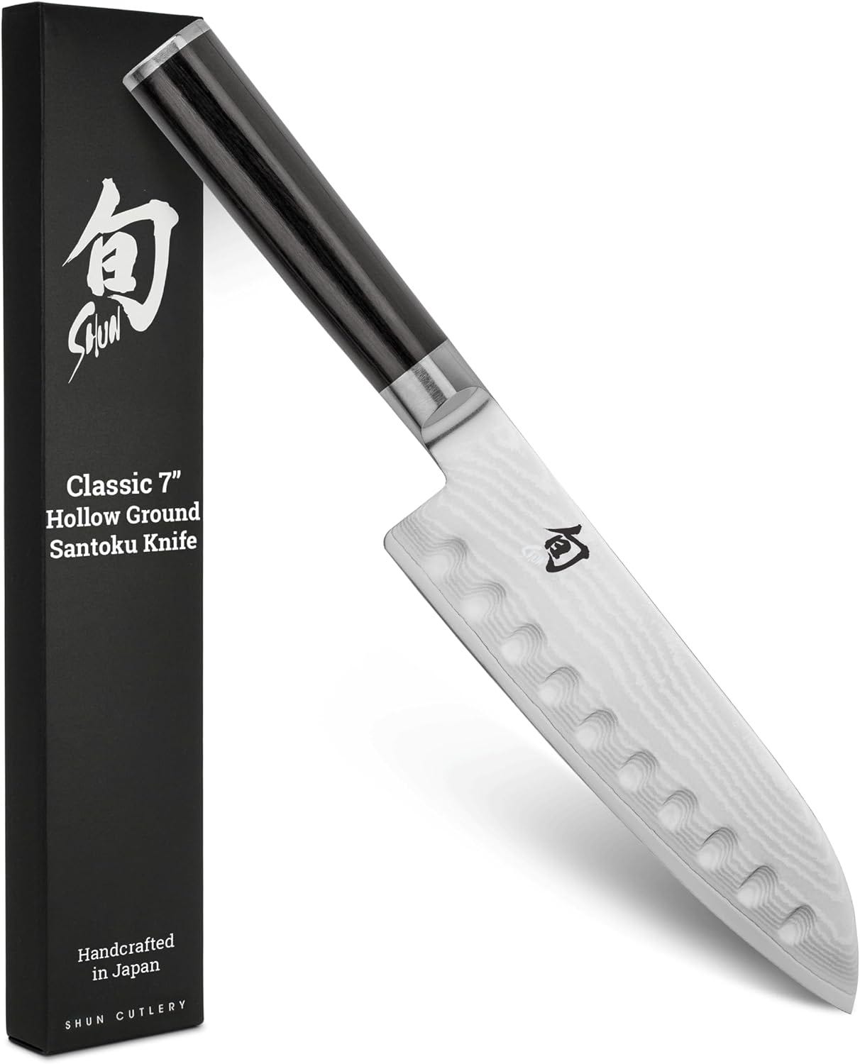 Shun Classic 7" Hollow Ground Santoku Knife, Handcrafted Japanese Cutting Knife