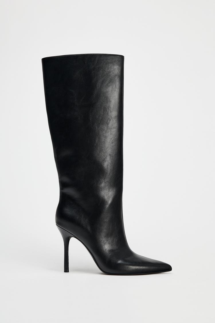 Zara HEELED BOOTS WITH TOPSTITCHING - Black - Image 2