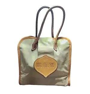 Vtg King Ranch Canvas Footed Handbag, Ranch Texas, Beige, w/Initials M.L.Y. - Picture 1 of 12
