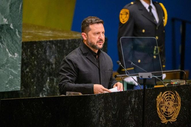 Volodymyr Zelensky à la tribune de l'ONU à New York, le 23 septembre 2026.