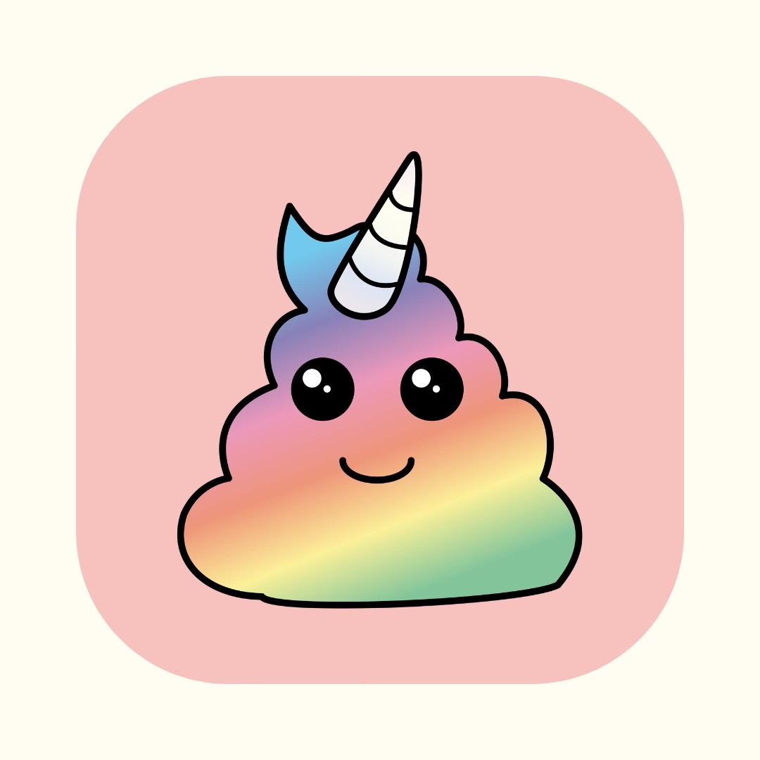 Image of a rainbow, unicorn poo emoji Image of a rainbow, unicorn poo emoji
