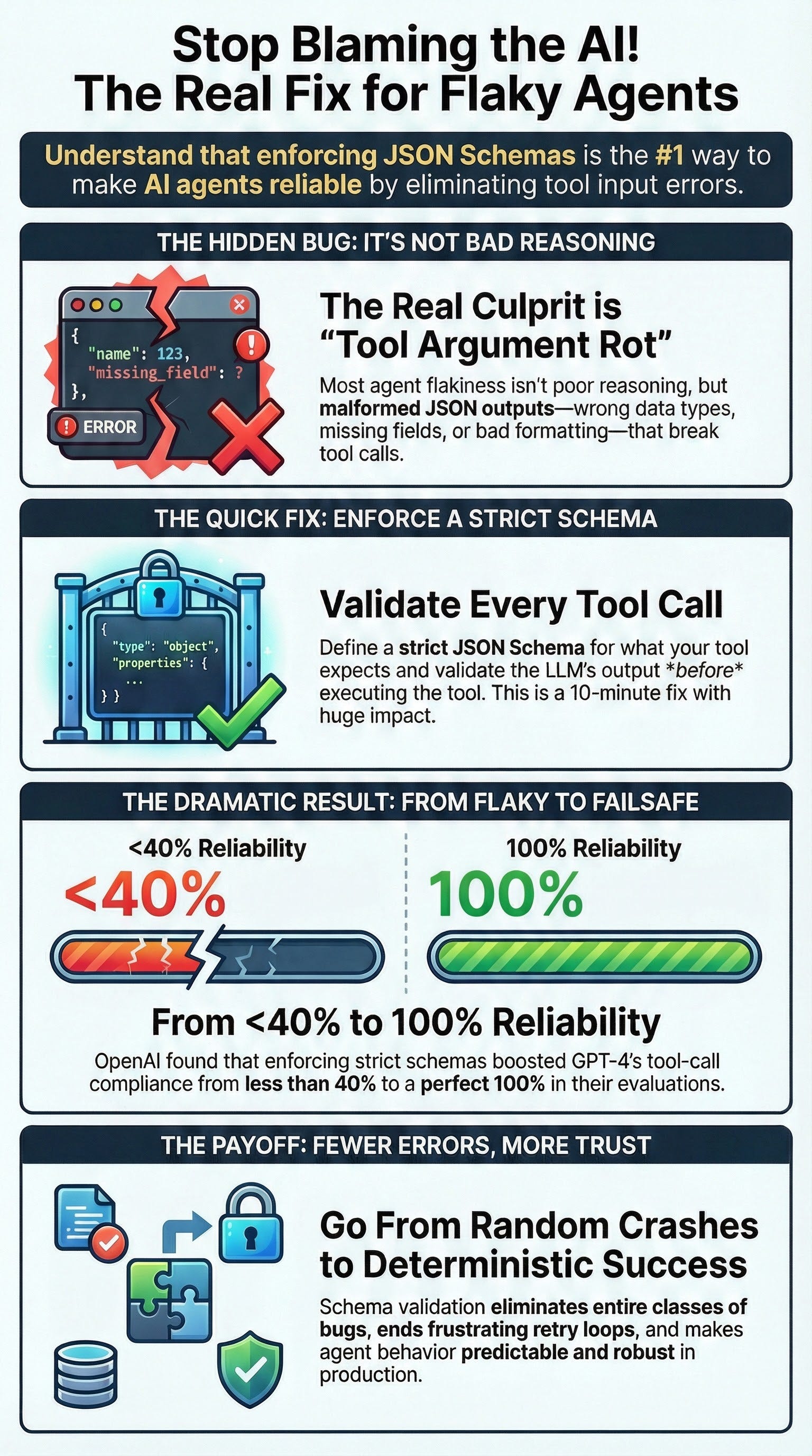 Enhancing AI Agent Reliability with Structured Outputs and JSON Schema