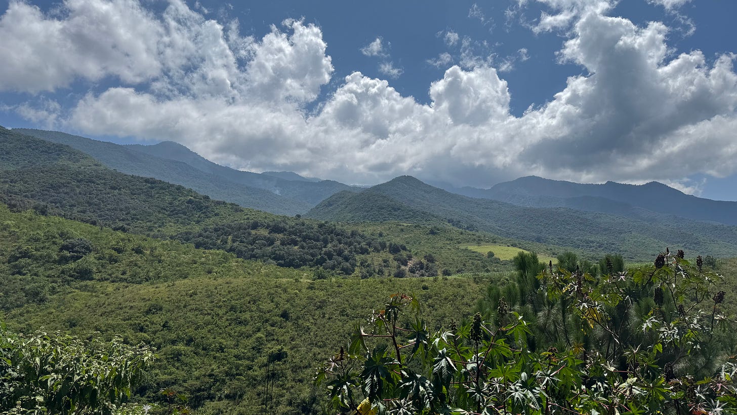 A landscape photo of Oaxacan mountains.