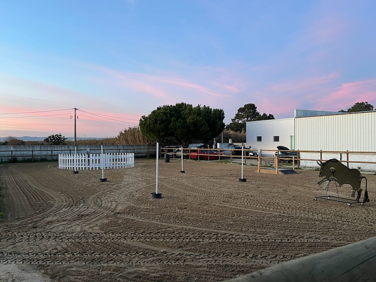 sunset over working equitation arena