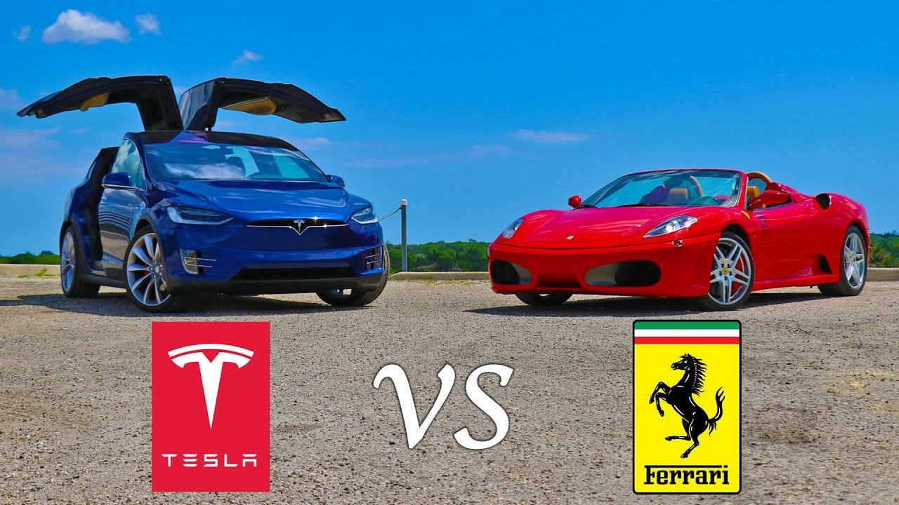Tesla Model X P90D Ludicrous vs Ferrari F430 Drag Racing and Roll Racing - YouTube Tesla Model X P90D Ludicrous vs Ferrari F430 Drag Racing and Roll Racing - YouTube