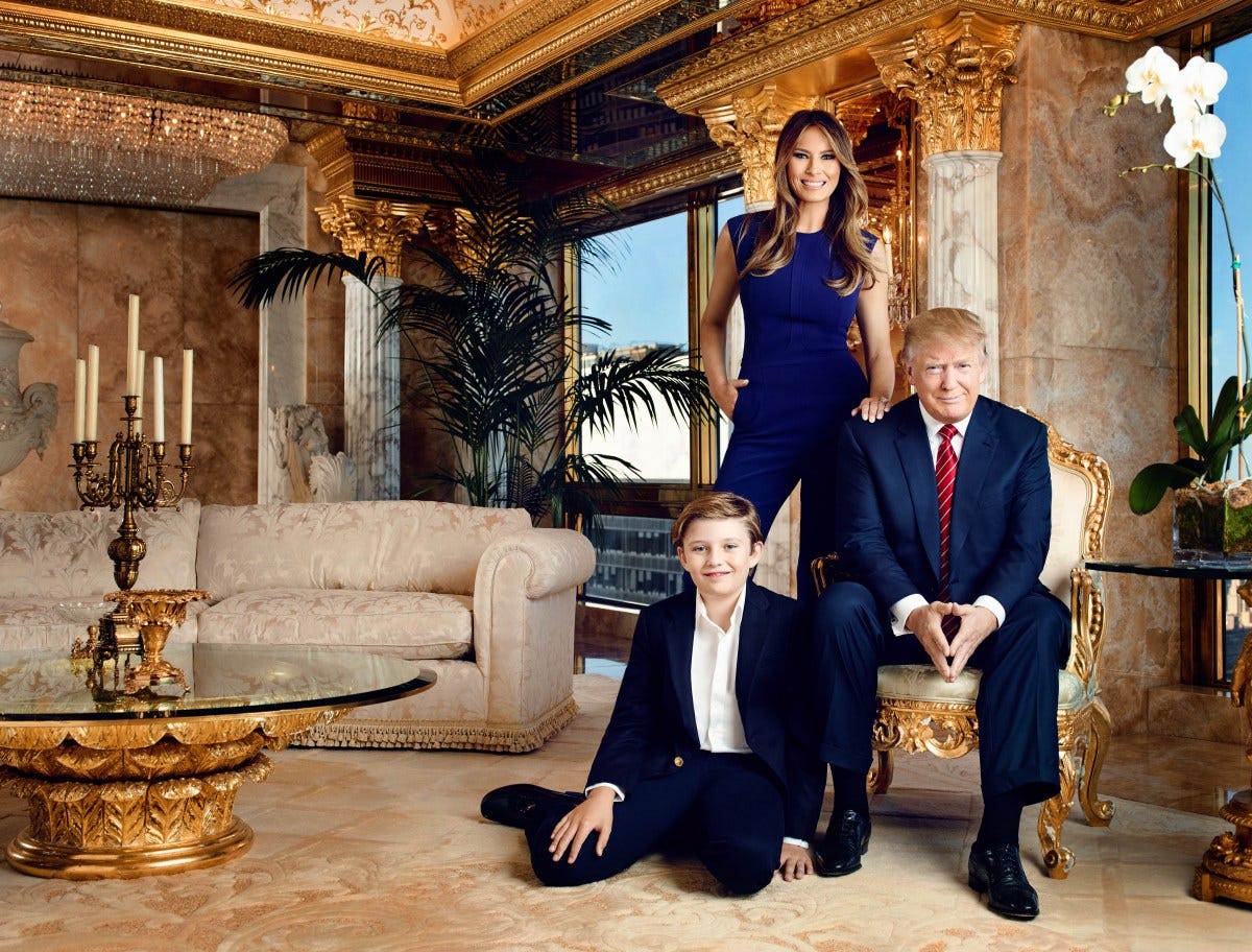 Donald Trump, Melania Trump, and their son Barron Trump pose for a family portrait in New York City, September 24, 2015. Donald Trump, Melania Trump, and their son Barron Trump pose for a family portrait in New York City, September 24, 2015.
