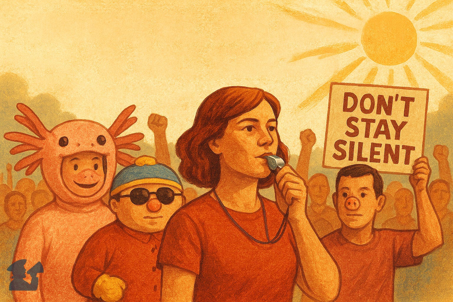 Illustration of Chaska protesters