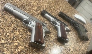 Several semi-automatic pistols based on John Browning's M1911A1 design. 