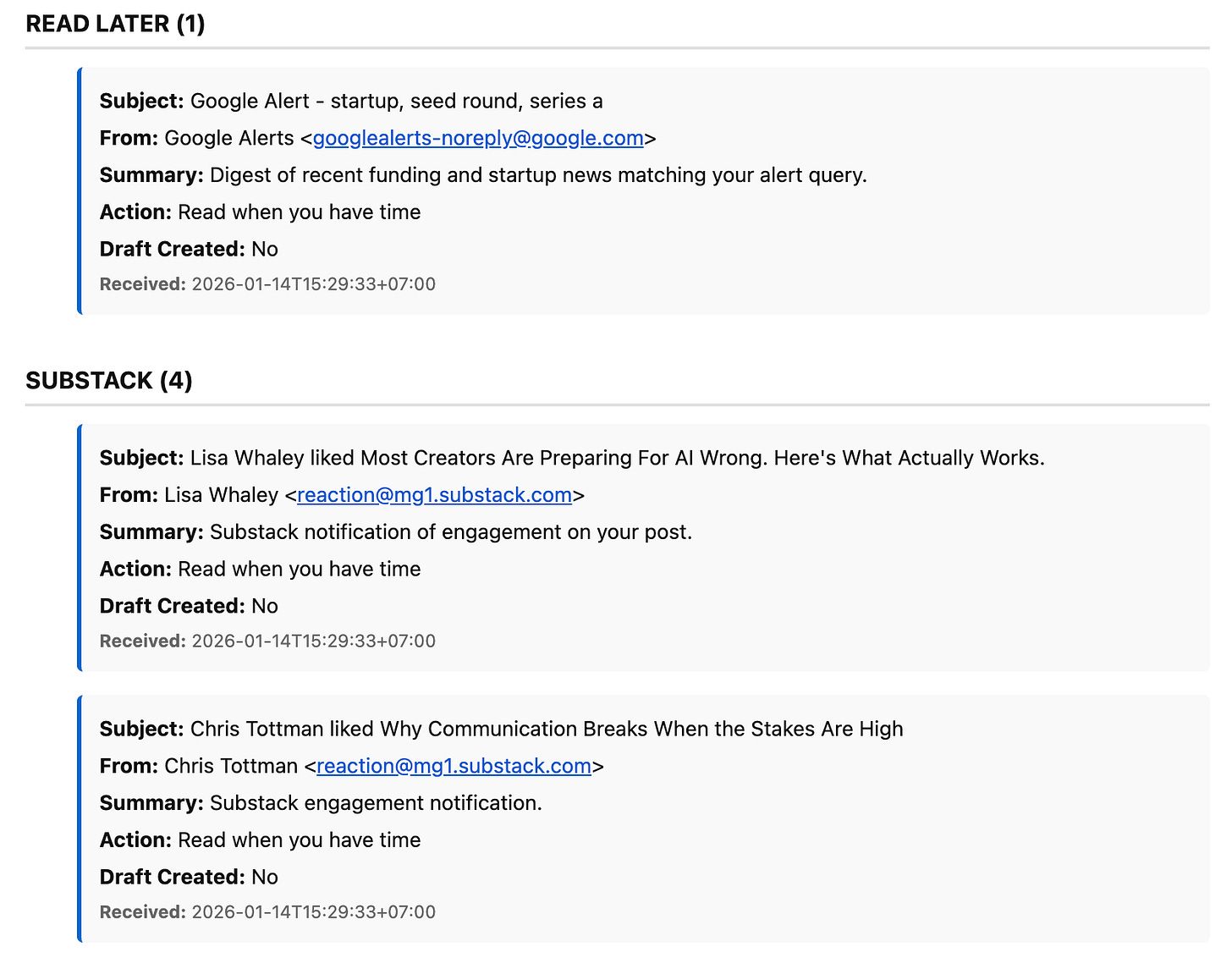 Email Triage Agent Summary
