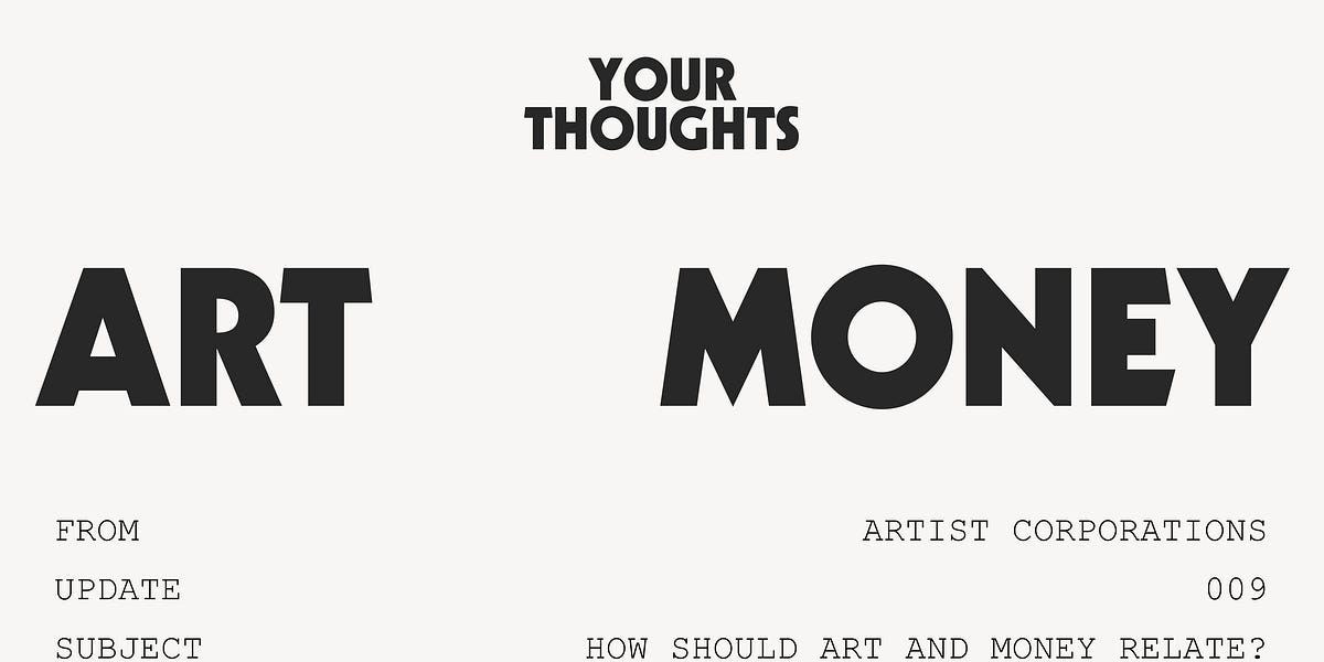Thumbnail of Your takes: How should art and money relate?