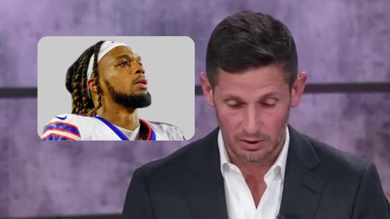 Dan Orlovsky prays on ESPN for Damar Hamlin. Dan Orlovsky prays on ESPN for Damar Hamlin.