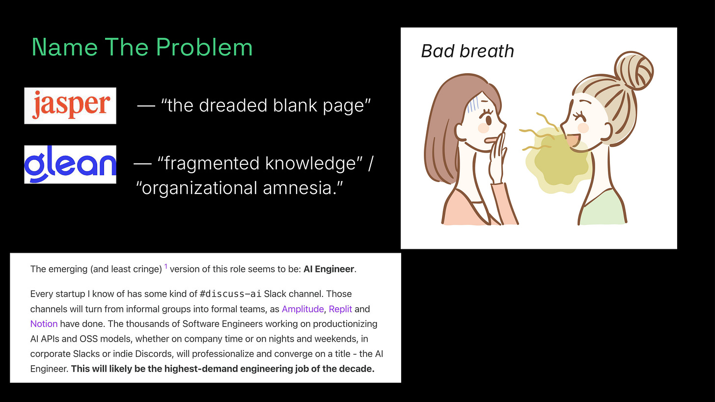 Name The Problem - Jasper, Glean, bad breath, AI Engineer
