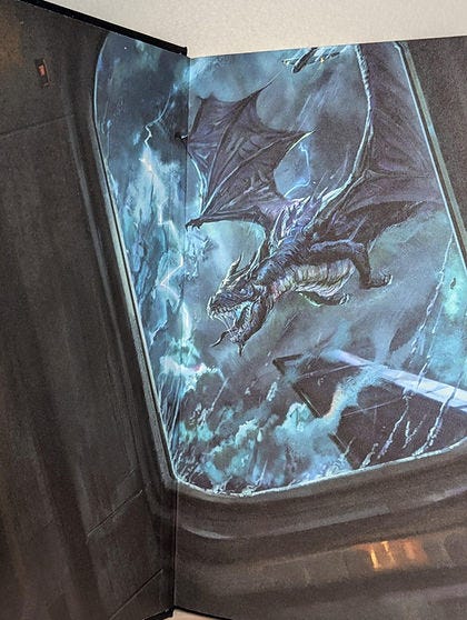 A dragon soars through a stormy sky outside an airplane window, with lightning illuminating clouds. The scene is dark and mystical. A dragon soars through a stormy sky outside an airplane window, with lightning illuminating clouds. The scene is dark and mystical.
