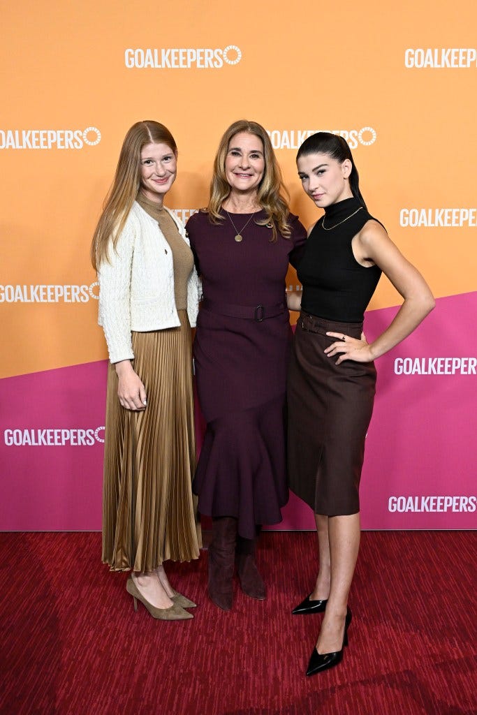 Phoebe Gates is seen far right alongside her mother, Melinda French Gates (center), and sister Jennifer Gates Nassar.