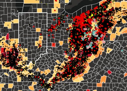 An updated map shows more than 780,000 Ohio kids attend schools near facilities that can emit methane, volatile organic compounds and other pollutants. (Oil and Gas Threat Map 2.0) An updated map shows more than 780,000 Ohio kids attend schools near facilities that can emit methane, volatile organic compounds and other pollutants. (Oil and Gas Threat Map 2.0)