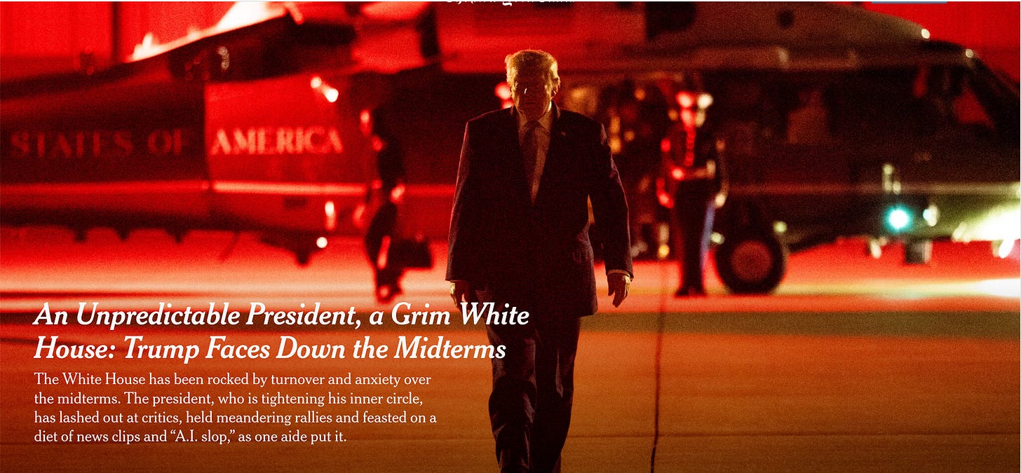 Screenshot from New York Times article on the regime’s concerns about the Midterms; this one says he's unpredictable Screenshot from New York Times article on the regime’s concerns about the Midterms; this one says he's unpredictable