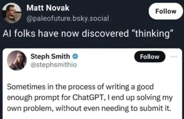 r/aimemes - They should try thinking about thinking.... r/aimemes - They should try thinking about thinking....