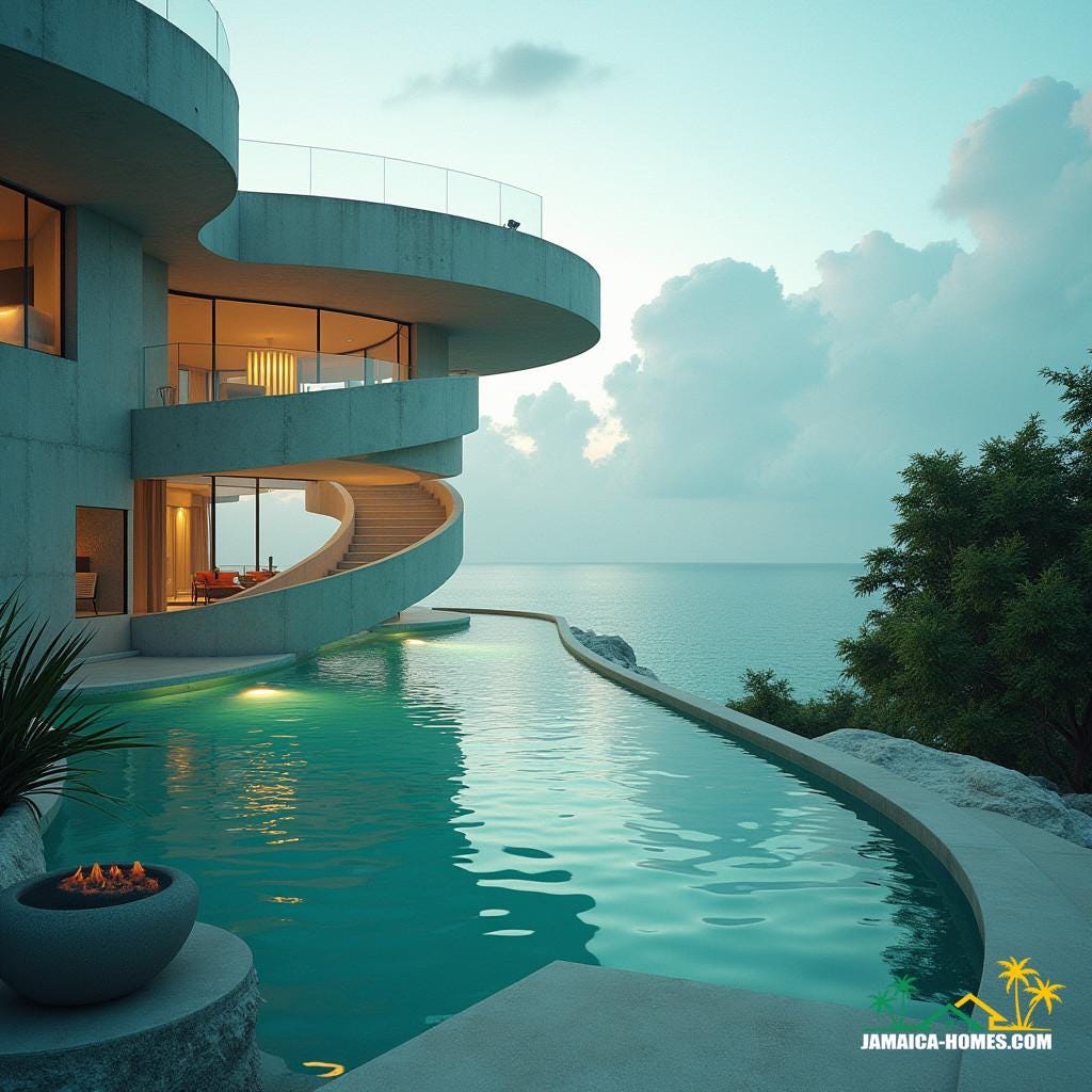 Modern home in jamaica with swimming pool near beach with a swimming pool