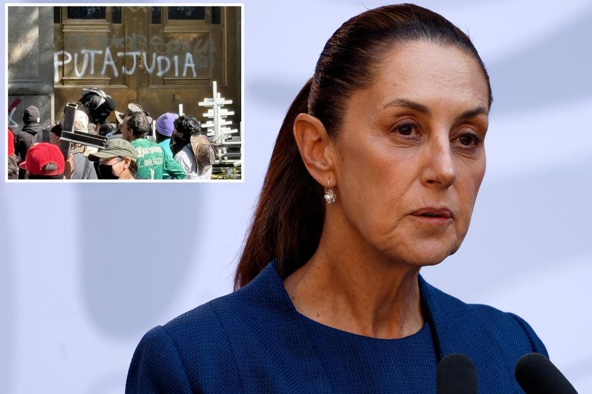 Antisemitic graffiti scrawled on Mexico's top court during protests against  country's first Jewish president | New York Post