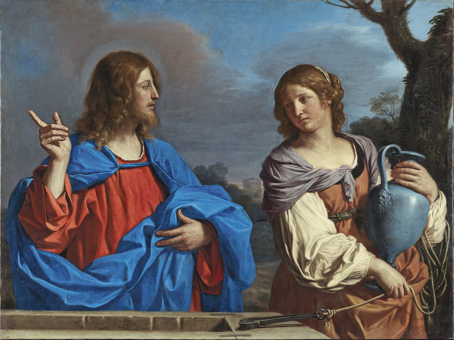 Christ and the Woman of Samaria at the Well - Guercino. Museo Nacional  Thyssen-Bornemisza