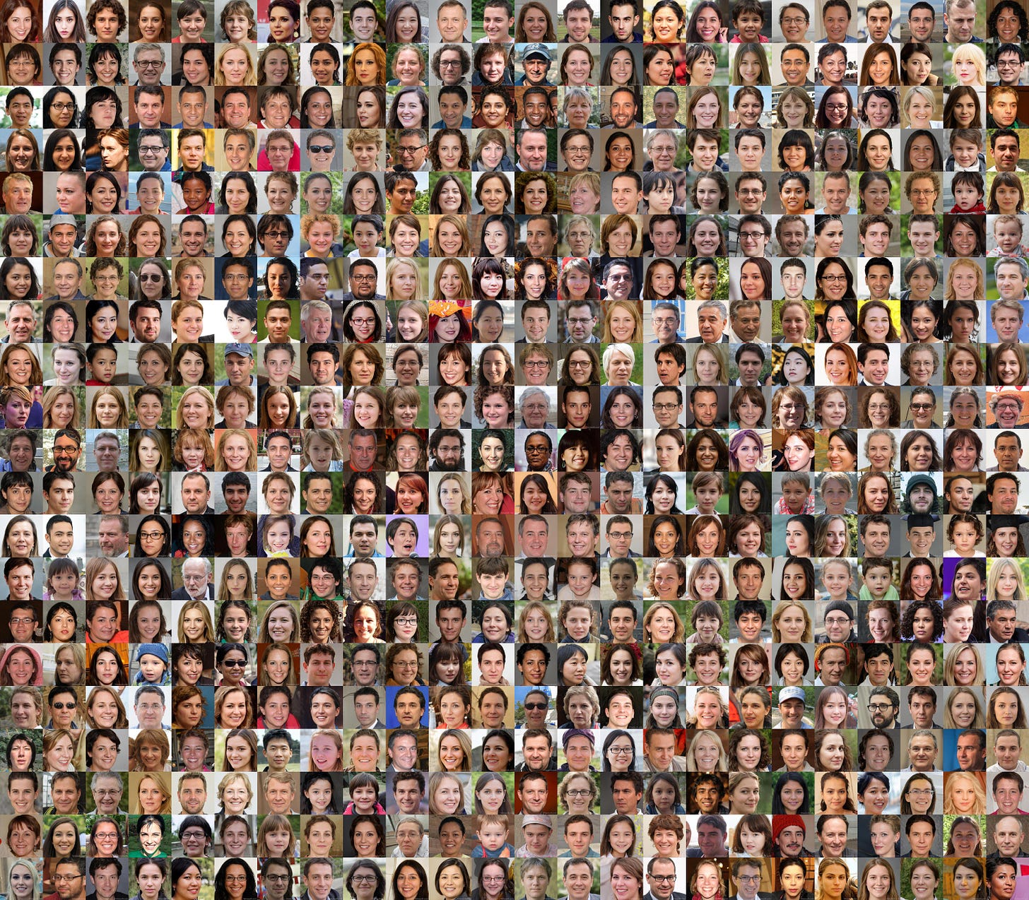 collage of GAN-generated faces from coupons.ivoicesoft.com