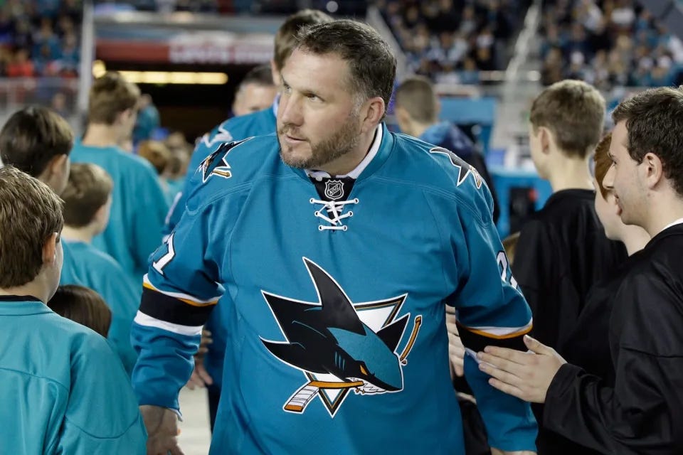 San Jose Sharks alumni Brian Marchment walks on to the field before the 2015 Coors Light NHL Stadium Series game between the Los Angeles Kings and the San Jose Sharks at Levi's Stadium San Jose Sharks alumni Brian Marchment walks on to the field before the 2015 Coors Light NHL Stadium Series game between the Los Angeles Kings and the San Jose Sharks at Levi's Stadium