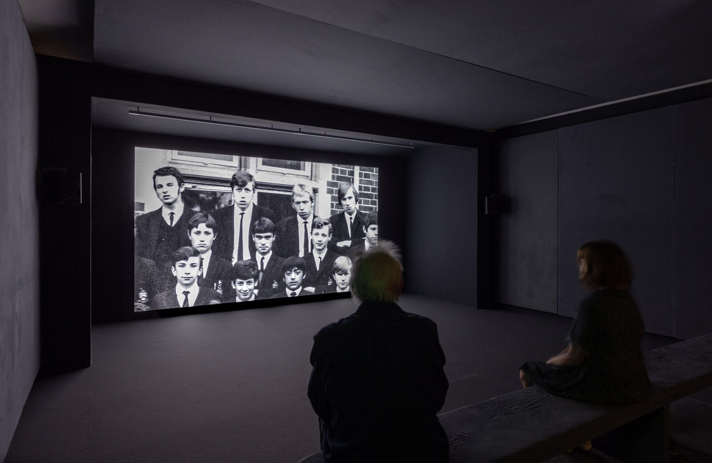 A photo of an installation at Secession gallery, showing a John Smith film. Photo by photographer Oliver Ottenschläger.
