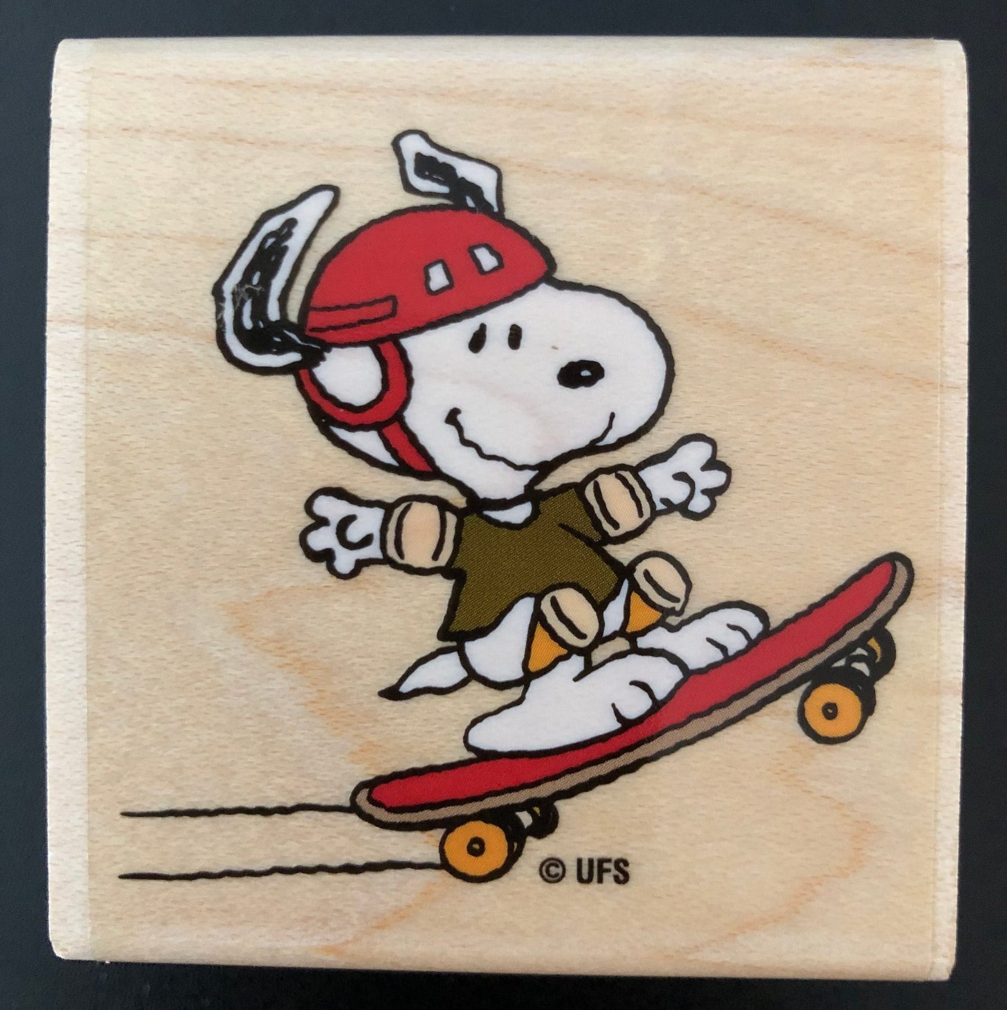 Snoopy Peanuts Gang Skateboarding Snoopy Wooden Rubber Stamp