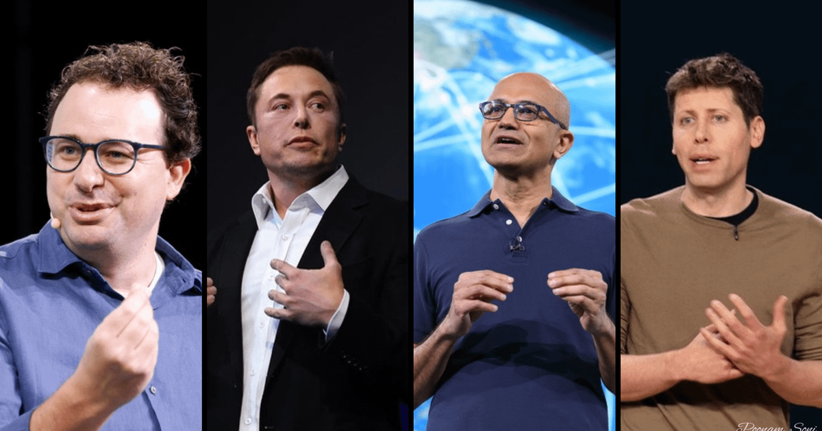 Dario Amodei, Elon Musk, Satya Nadella, and Sam Altman Dario Amodei, Elon Musk, Satya Nadella, and Sam Altman