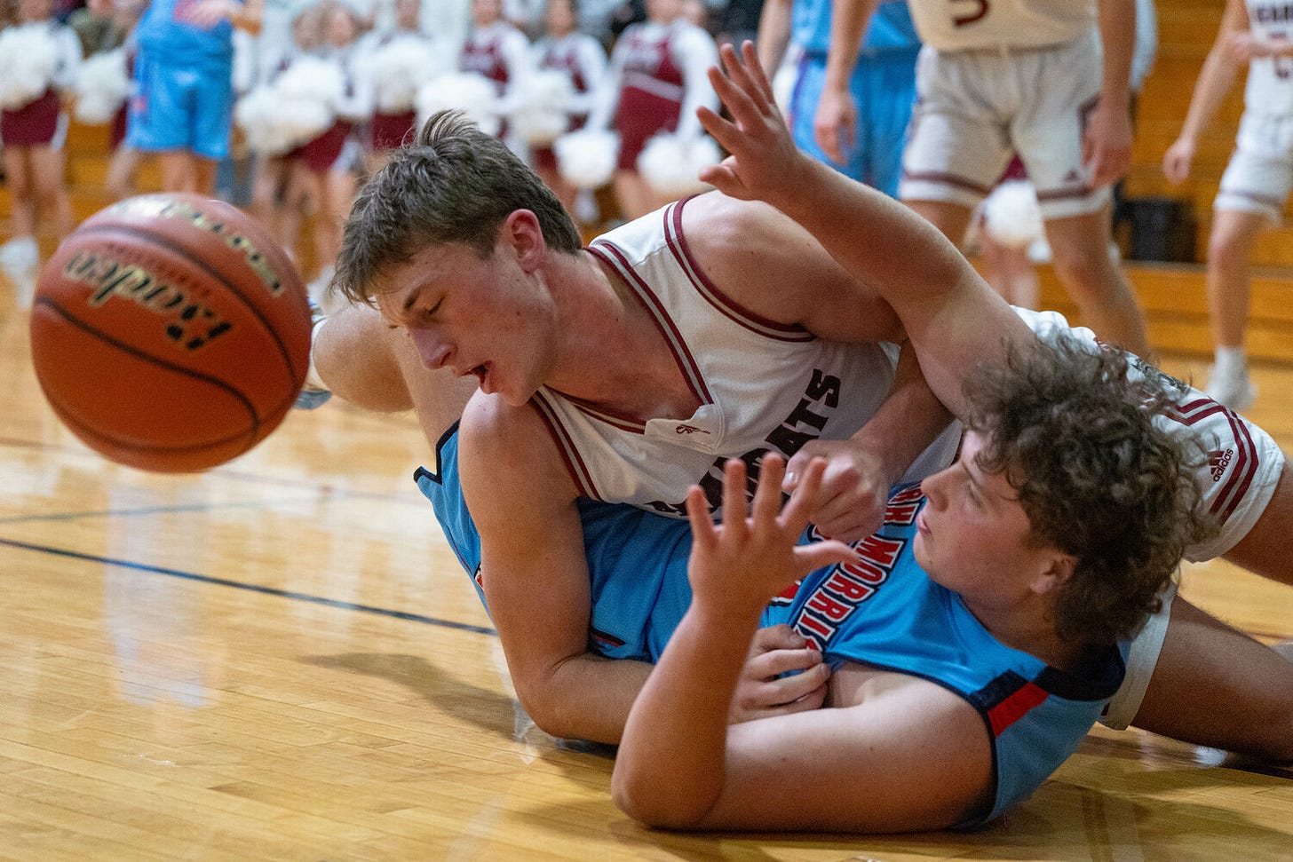 W.F. West’s Grady Westlund dives for a loose ball during the Bearcats’ 58-45 loss to Mark Morris on Monday, Dec. 16. W.F. West’s Grady Westlund dives for a loose ball during the Bearcats’ 58-45 loss to Mark Morris on Monday, Dec. 16.