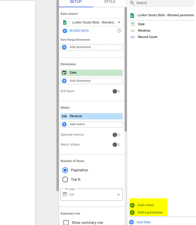 Looker Studio Bible Add parameter blended data