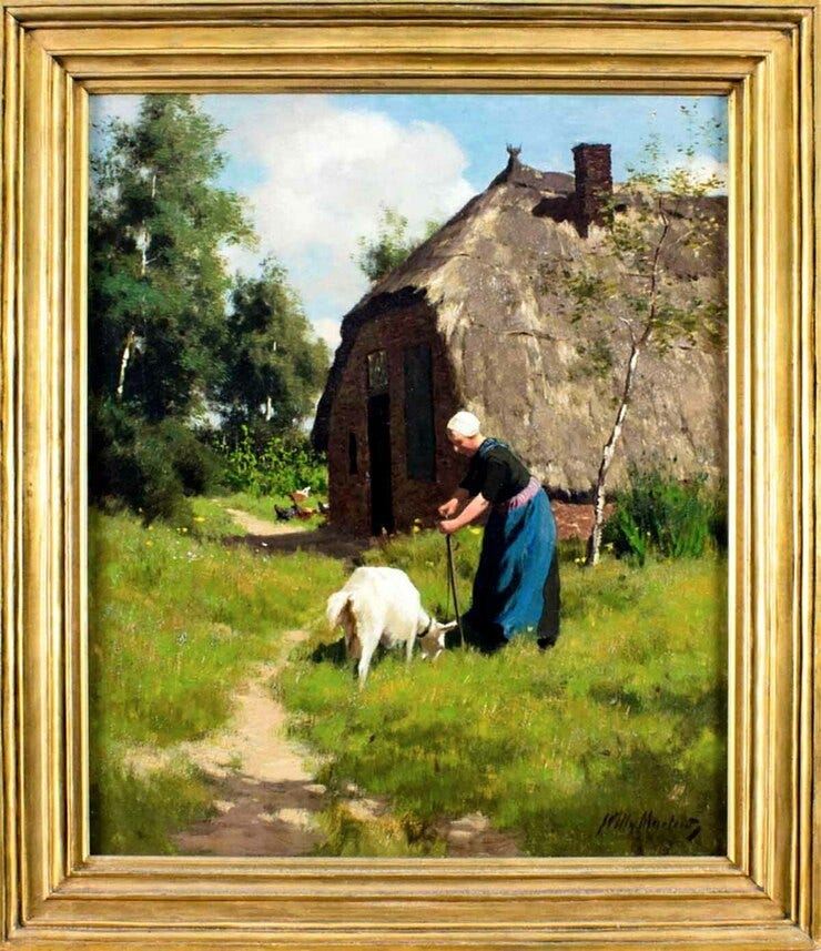 'Morning walk' - olieverf op doek: Willy Martens (herkomst: coll. Broward Auction Gallery, Dania Beach) 'Morning walk' - olieverf op doek: Willy Martens (herkomst: coll. Broward Auction Gallery, Dania Beach)