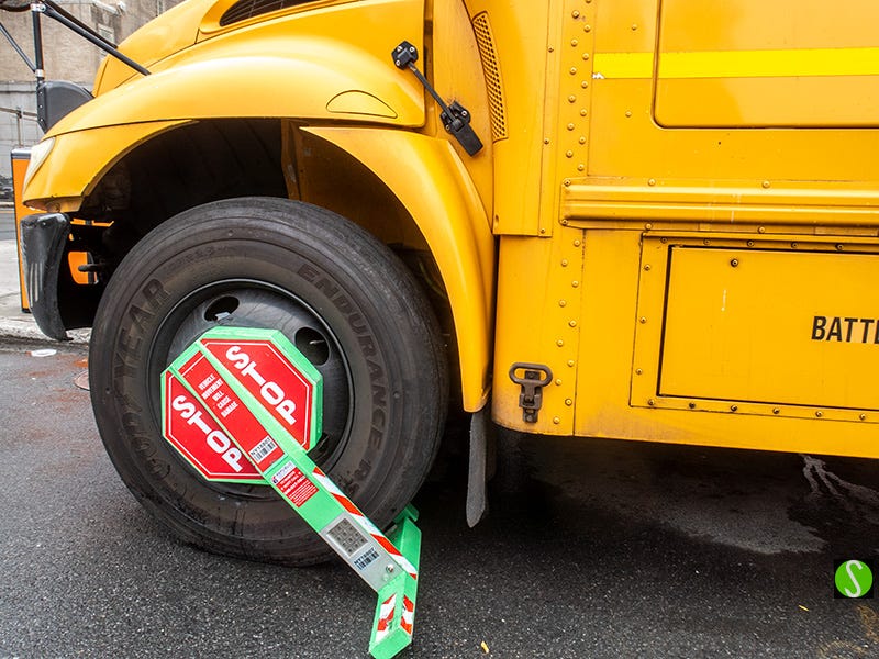 clamped school bus. photo by Steve Butcher 2023