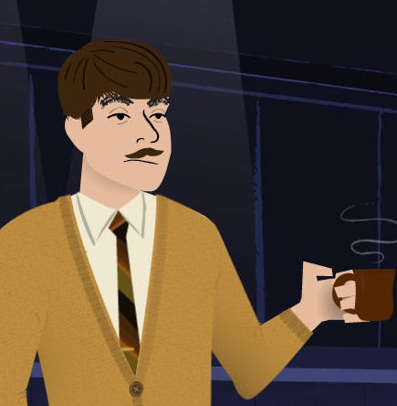 Illustration of me with coffee