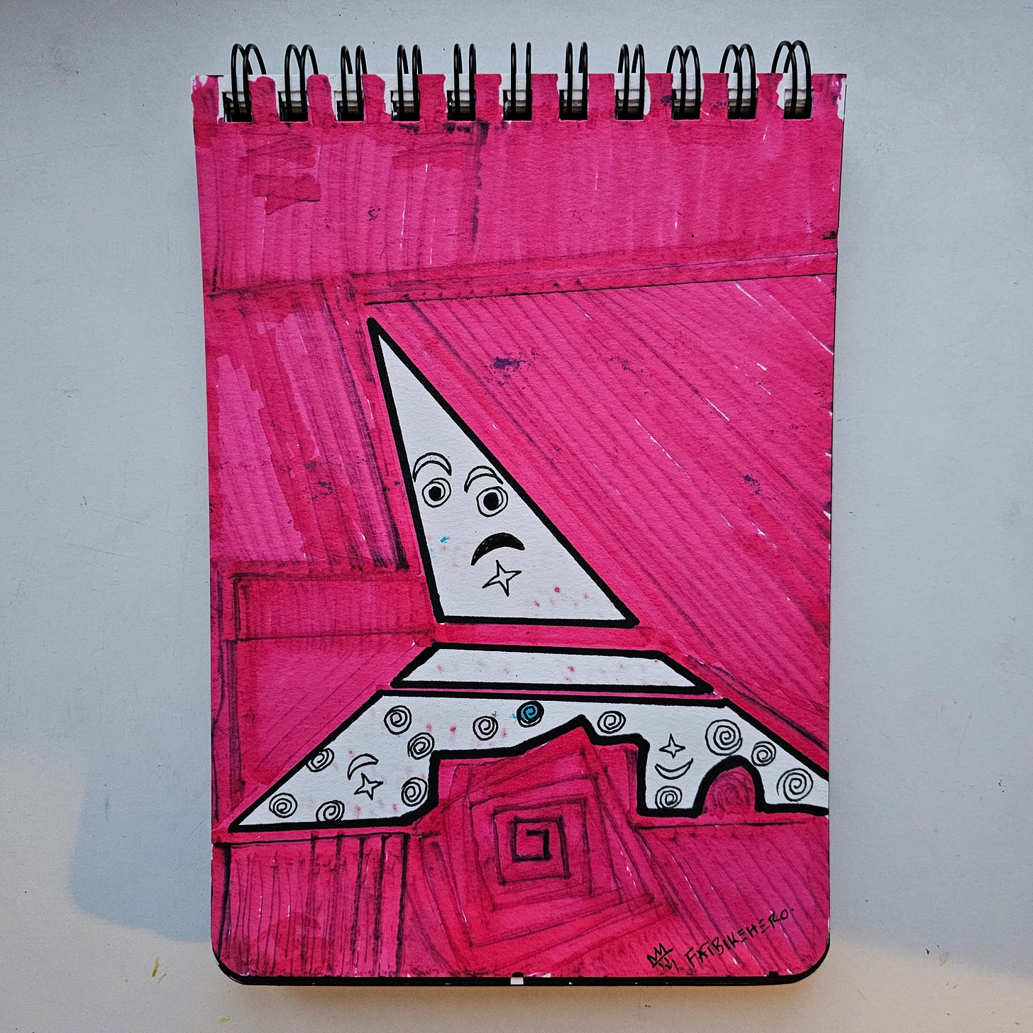 Abstract geometric art 'Wicked Witch of the Red' by FatbikeHero, featuring a white triangular figure against a textured red background. Abstract geometric art 'Wicked Witch of the Red' by FatbikeHero, featuring a white triangular figure against a textured red background.