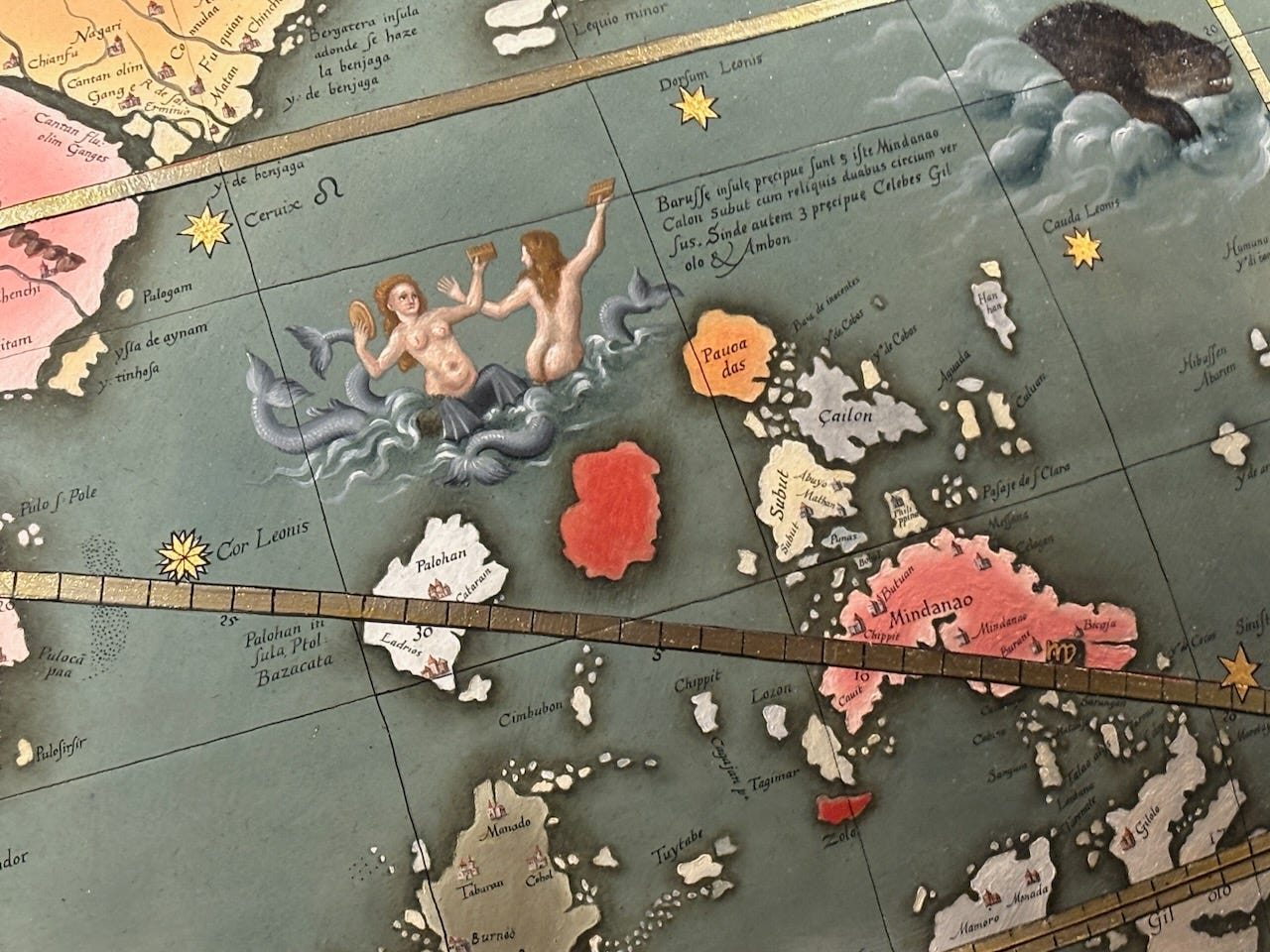 Seeungeheuer, antiker Globus, Stiftsbibliothek St. Gallen 