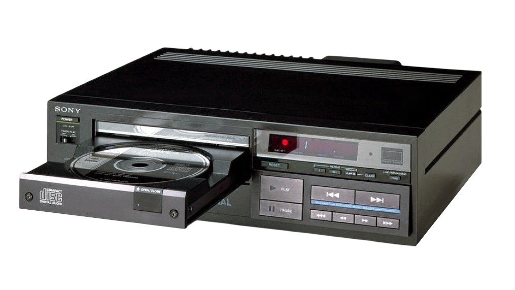 Sony CDP-101 compact disc player with tray open