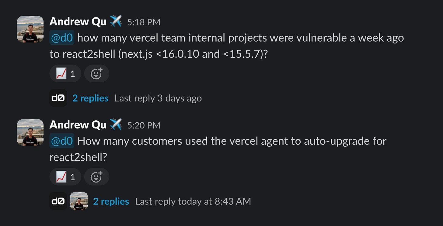 d0 enables anyone to make data-driven decisions by asking it questions in Slack