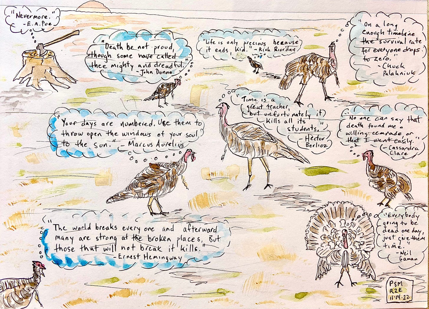 turkeys contemplate their mortality