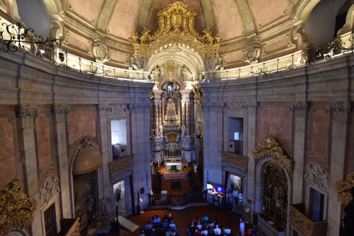 View of church from high balcony