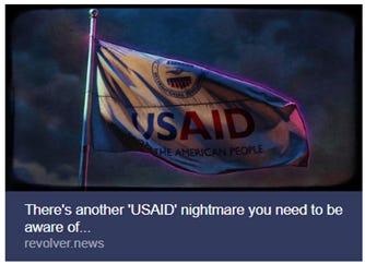 The image depicts a flag with the USAID logo, accompanied by a warning message about a potential threat. AI-generated content may be incorrect.