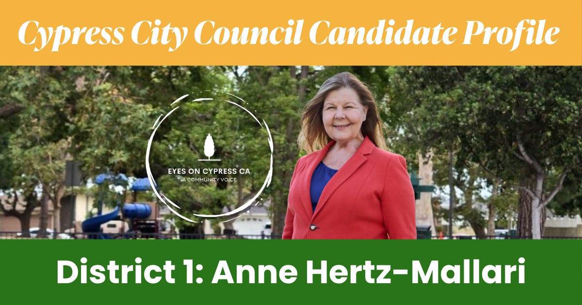 District 1: Anne Hertz-Mallari - Cypress City Council Candidate Profile Questionnaire