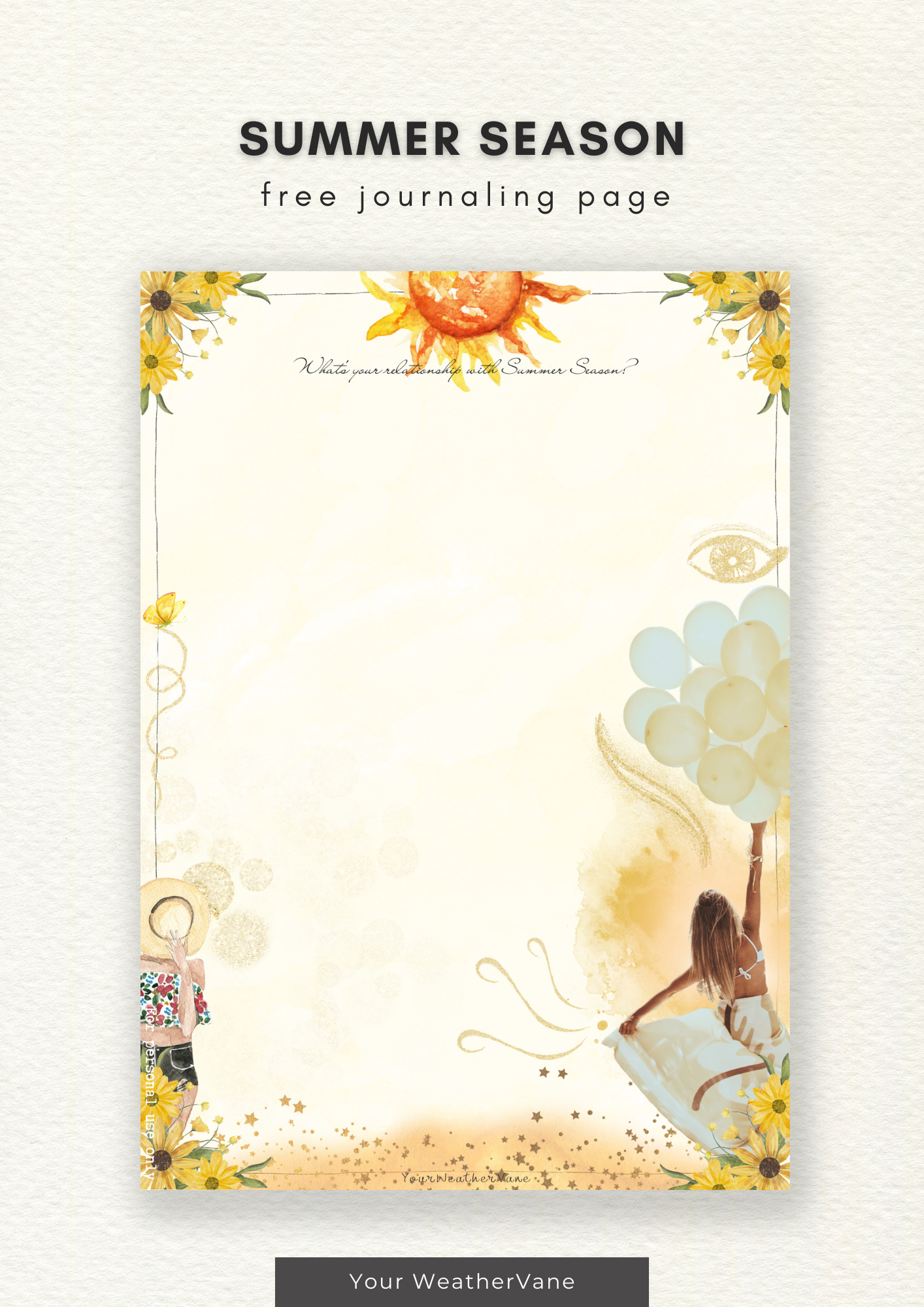 Free Summer Journaling Page