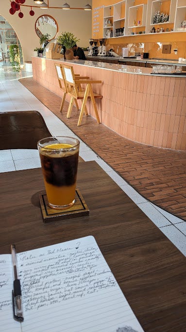 orange americano and coconut blended coffee