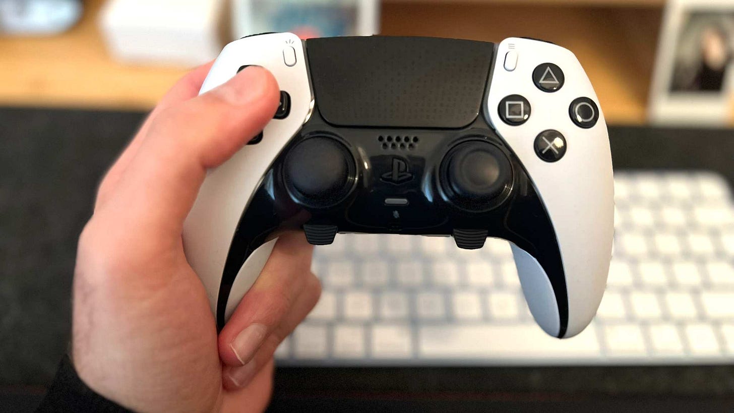 Holding the DualSense Edge controller